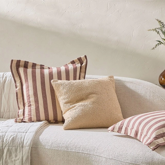 Frankie Two Tone Stripe Feather Cushion by M.U.S.E.