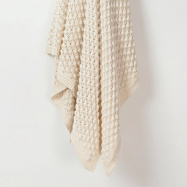 Popcorn Knitted Cotton Throw by M.U.S.E.