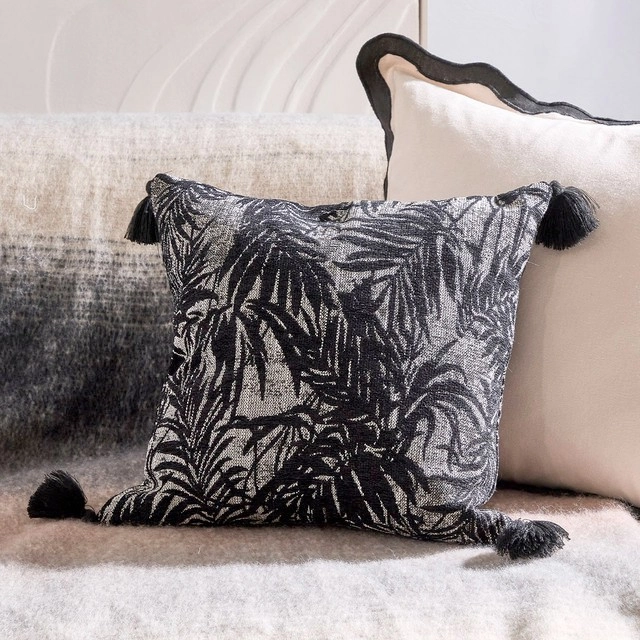 Tamar Palm Chenille Cushion by Habitat