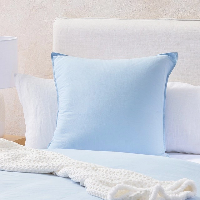 Washed Linen Look Light Blue European Pillowcase by Essentials