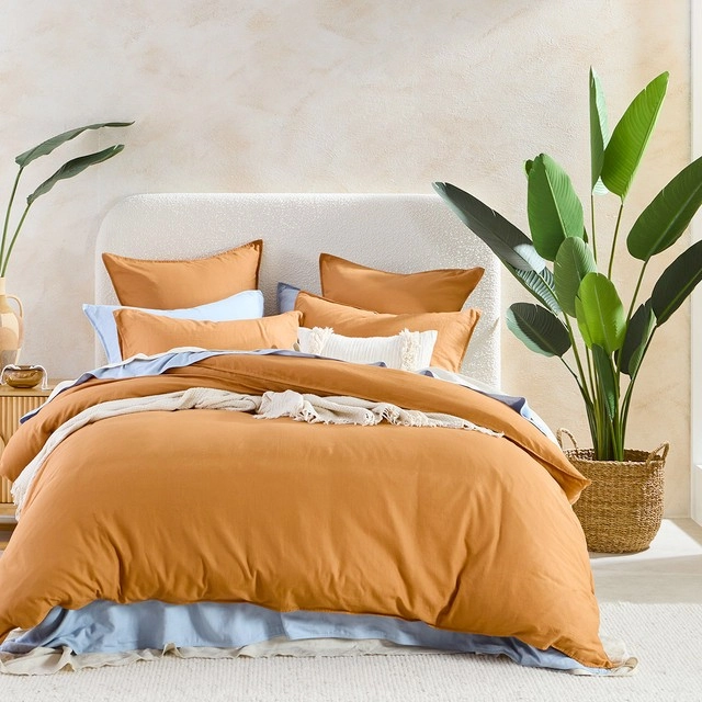 Washed Linen Look Toffee Quilt Cover Set by Essentials