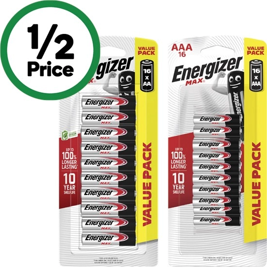 Energizer Max AA or AAA Batteries Pk 16