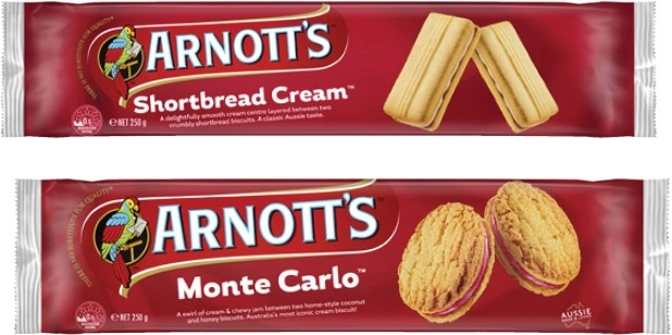 Arnott's Shortbread Cream or Monte Carlo Biscuits 250g