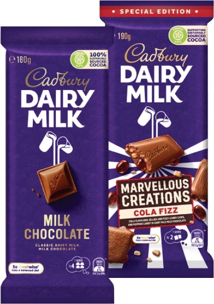 Cadbury Dairy Milk Block Chocolate 150g-190g