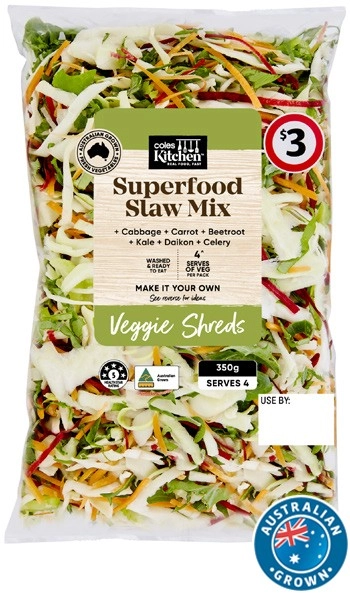 Coles Kitchen Superfood Slaw Mix 350g Pack