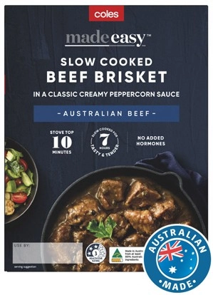 Coles Made Easy Slow Cooked Beef Brisket in Peppercorn Sauce 500g