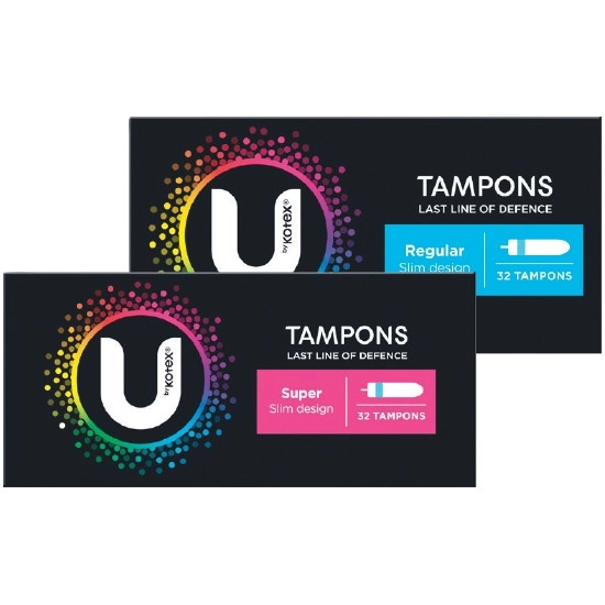 U by Kotex Slim Tampons Super or Regular Pk 32~