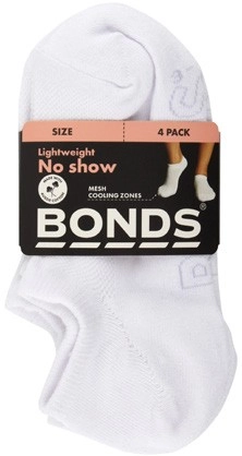 Bonds Women's Logo Light No Show Socks 4 Pack