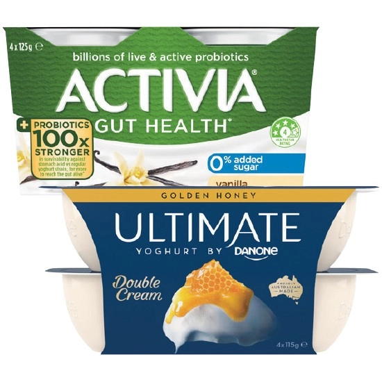 Danone Ultimate Double Cream Yoghurt 4 x 115g or Danone Activia Probiotic Yoghurt 4 x 125g – From the Fridge