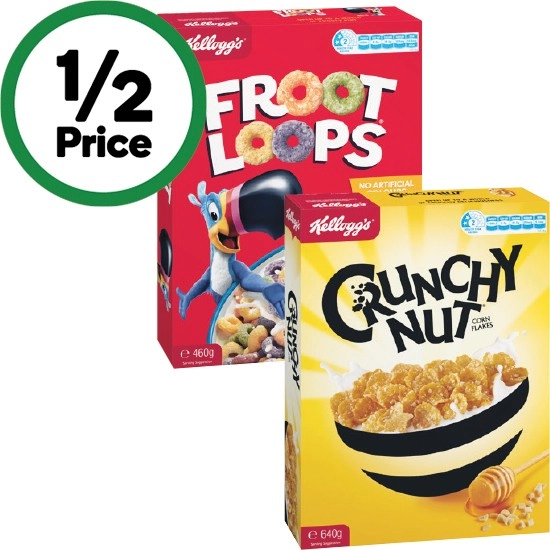 Kellogg’s Froot Loops 460g or Crunchy Nut Corn Flakes 640g