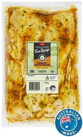 Coles Free Range RSPCA Approved Chicken Boneless Mango & Coconut 900g