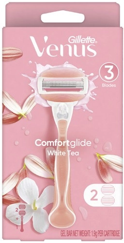 Gillette Venus White Tea Comfortglide Razor Kit with 2 Refill Blades 1 Pack