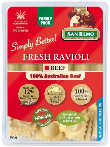 San Remo Fresh Beef Ravioli 625g