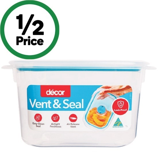 Decor Vent & Seal Container Square Teal 1 Litre