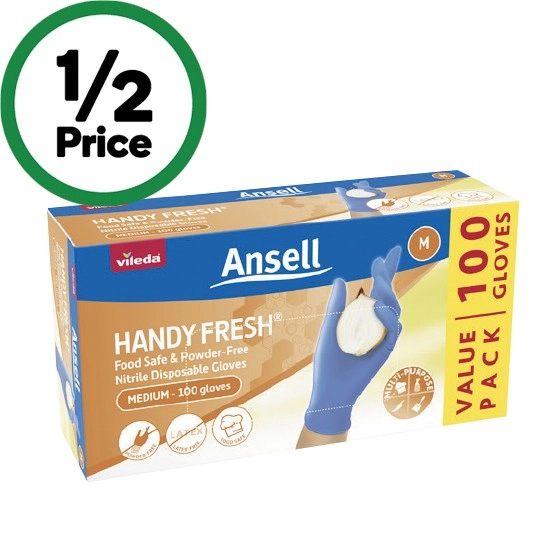 Vileda Ansell Handy Fresh Gloves Medium or Large Pk 100