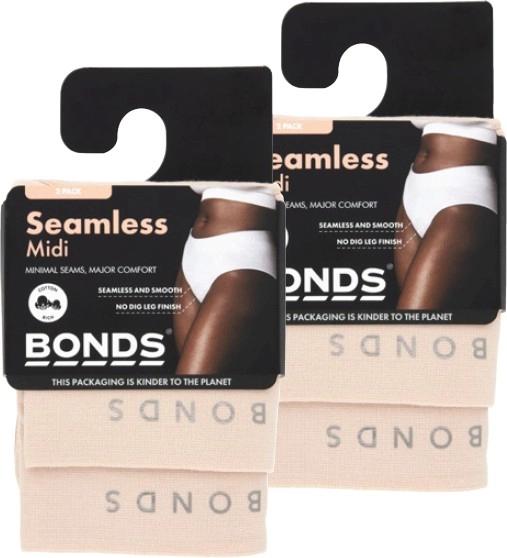 Bonds Women's Seamless Midi Brief 2 Pack