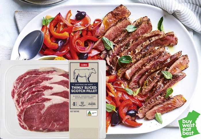 Coles Australian No Added Hormones Beef Scotch Fillet Thin Sliced Steak 400g