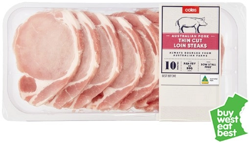 Coles Australian Pork Loin Steaks Thin Cut 500g