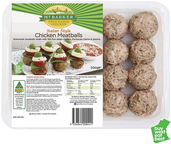 Mt Barker Chicken Meatballs 500g