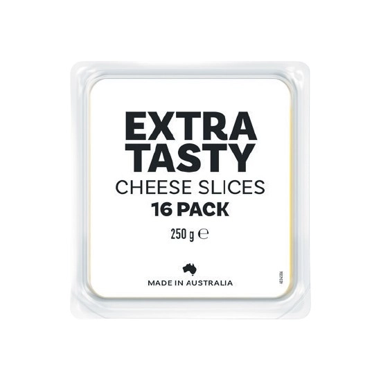 White Label Extra Tasty Cheese Slices 250g Pk 16 – From the Fridge