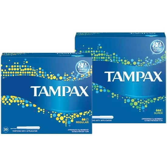 Tampax Tampons with Applicator Regular or Super Pk 20~