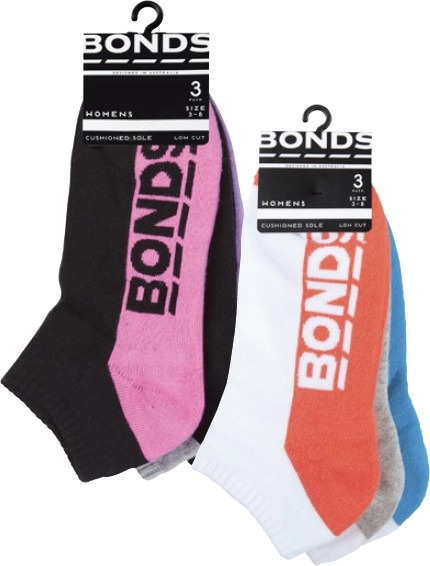 Bonds Women's Logo Low Cut Socks 3 Pack