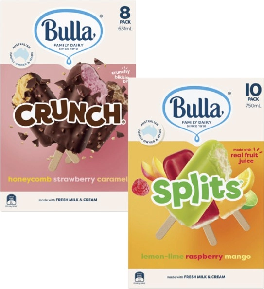 Bulla Splits or Crunch Sticks 8 Pack-14 Pack 400mL-750mL