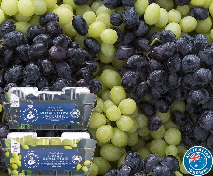 Coles Australian Grower's Selection White or Black Grapes 400g Pack