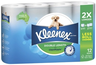 Kleenex 3-Ply Complete Clean Double Length Toilet Paper 12 Pack