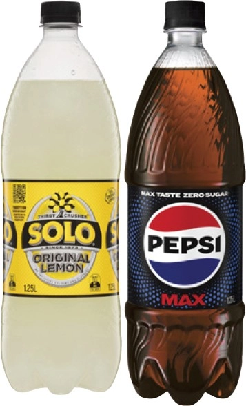 Pepsi or Solo Soft Drink 1.25 Litre