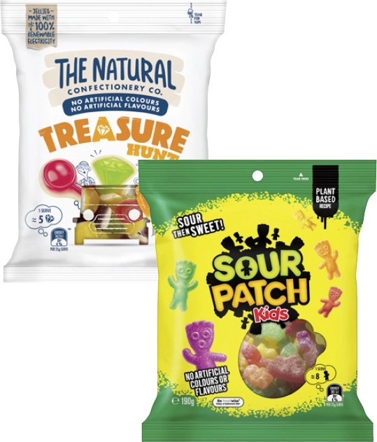 The Natural Confectionery Co. 130g-230g or Sour Patch 190g