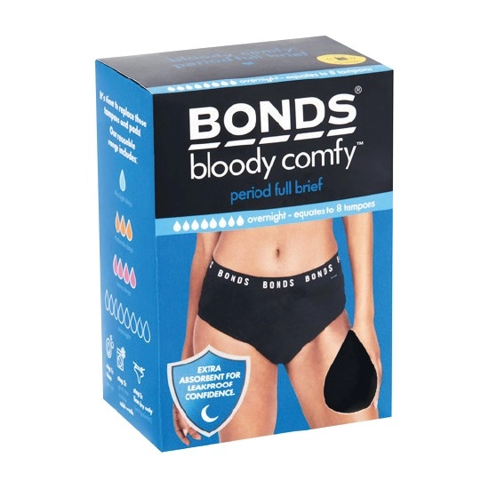 Bonds Bloody Comfy Overnight Reusable Period Underwear Size 10-16