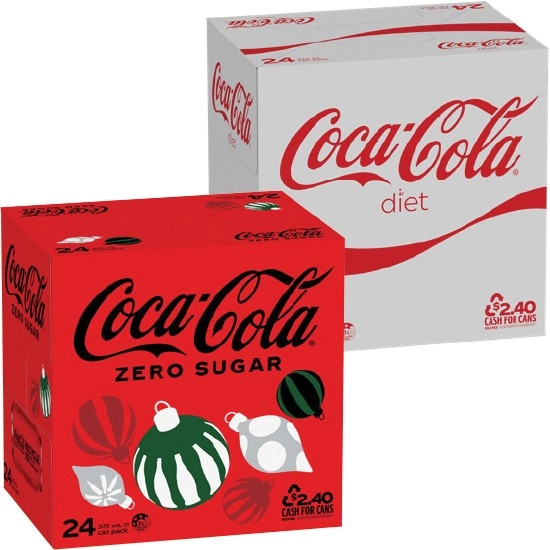 Coca-Cola Classic, Zero Sugar or Diet Soft Drink Varieties 24 x 375ml