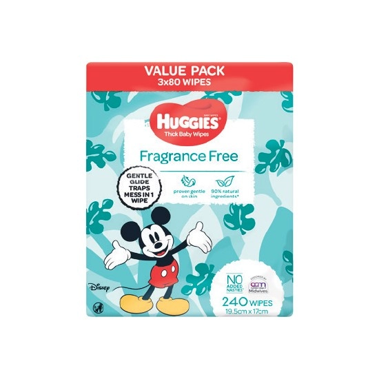 Huggies Baby Wipes 3 x Pk 80