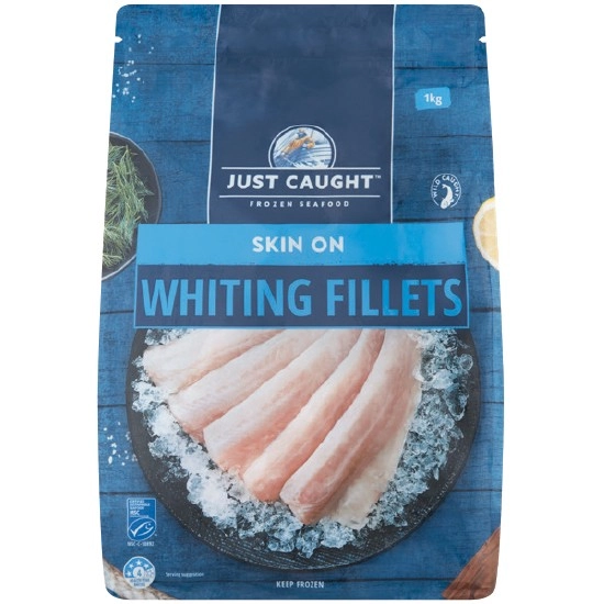 Just Caught Whiting Fillets Skin On 1 kg – From the Seafood Freezer