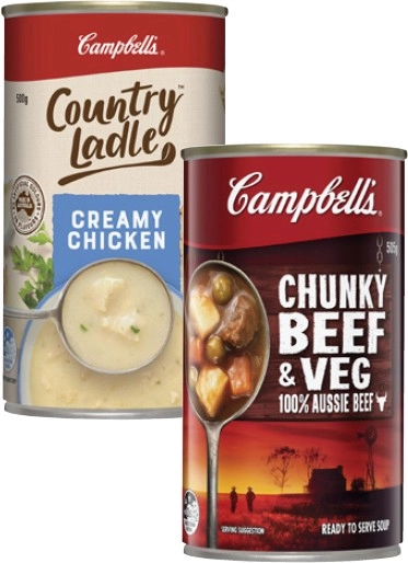 Campbell's Country Ladle or Chunky Soup 495g-505g