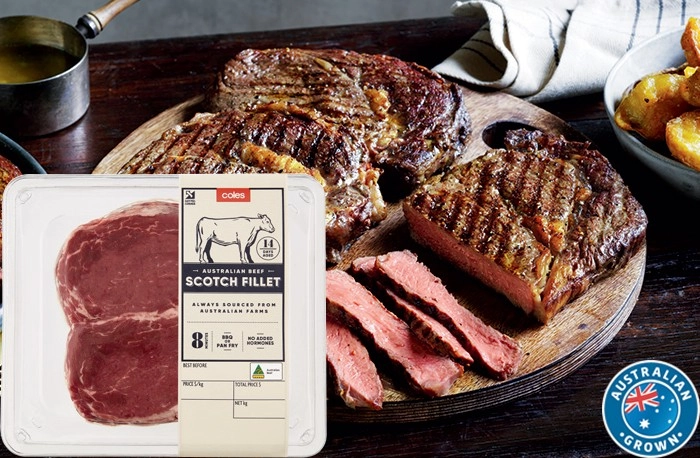 Coles Australian No Added Hormones Beef Scotch Fillet Steak 2 Pack 480g