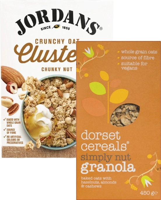 Jordans Granola or Oat Clusters 500g-750g or Dorset Granola or Muesli 450g