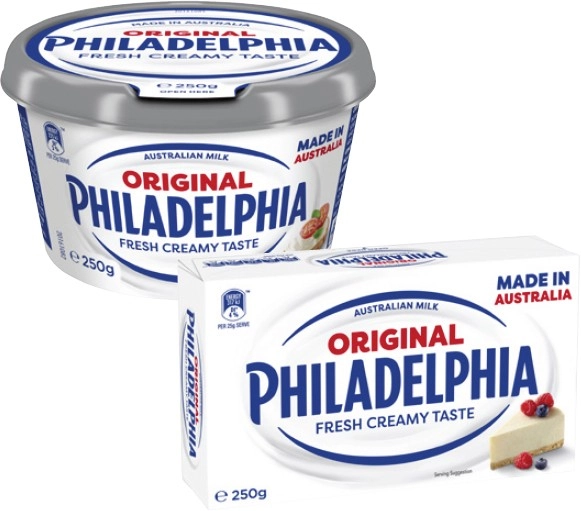 Philadelphia Cream Cheese Block or Tub 250g