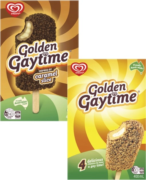 Streets Golden Gaytime Sticks 4 Pack 400mL