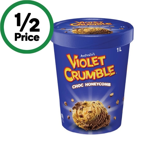 Hershey’s, Reese’s or Violet Crumble Ice Cream 1 Litre – From the Freezer