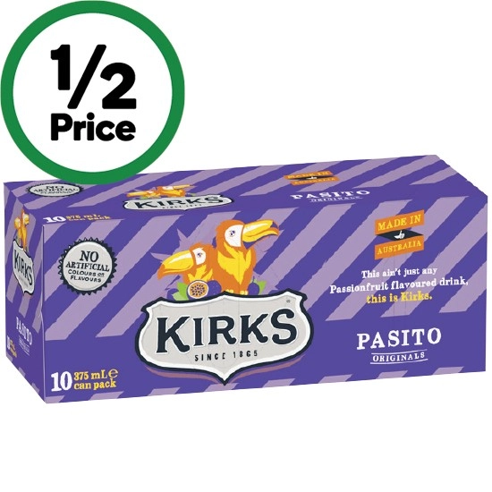 Kirks Soft Drink Can Varieties 10 x 375ml