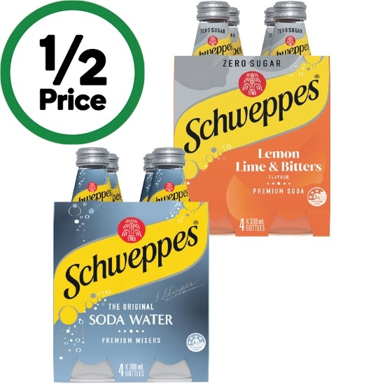 Schweppes Mixers or Mineral Water 4 x 300ml