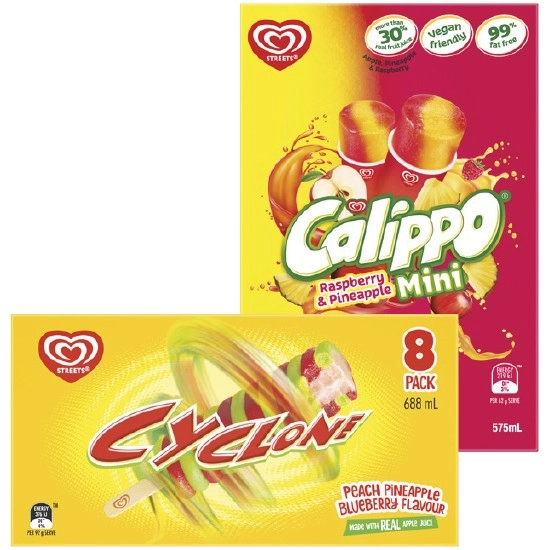 Streets Calippo 575ml Pk 10 or Cyclone 688ml Pk 8