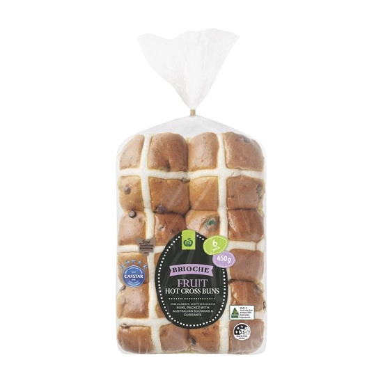 Woolworths Indulgent Brioche Hot Cross Bun Varieties Pk 6