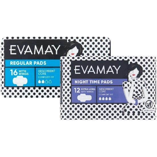 Evamay Regular or Night Pads with Wings Pk 12-16