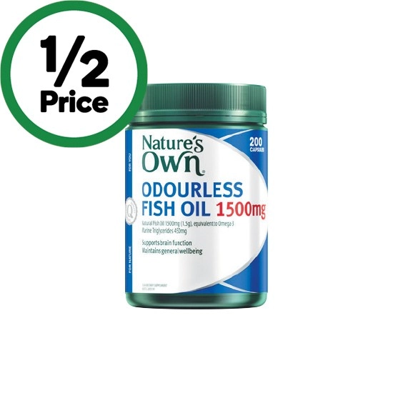 Nature's Own Odourless Fish Oil 1500mg Pk 200~