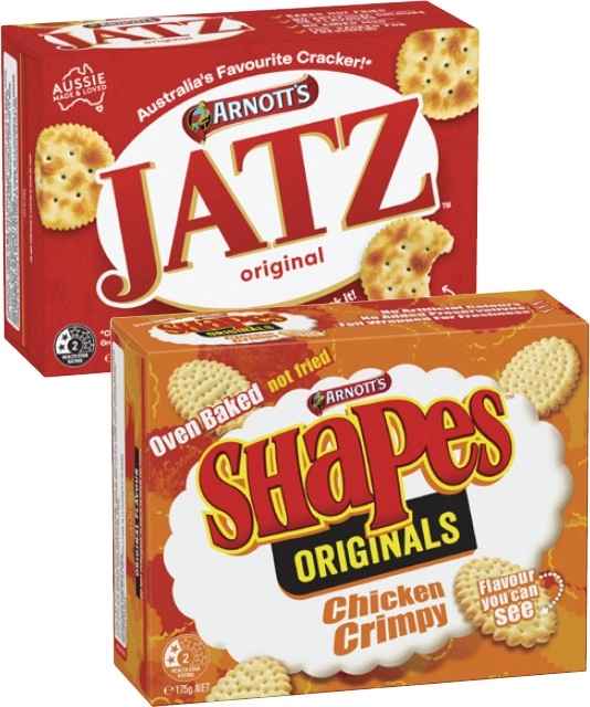 Arnott's Shapes or Jatz Crackers 130g-225g