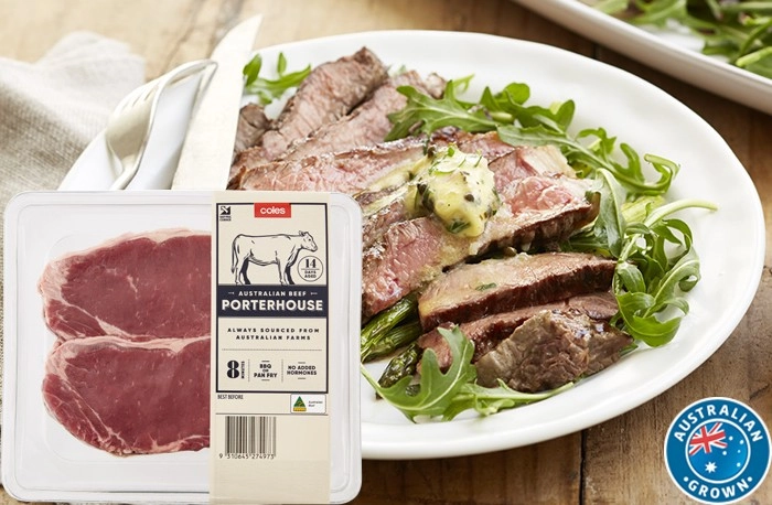 Coles Australian No Added Hormones Beef Porterhouse Steak 2 Pack 450g