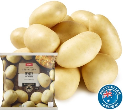 Coles Australian Washed White Potatoes 2kg Bag